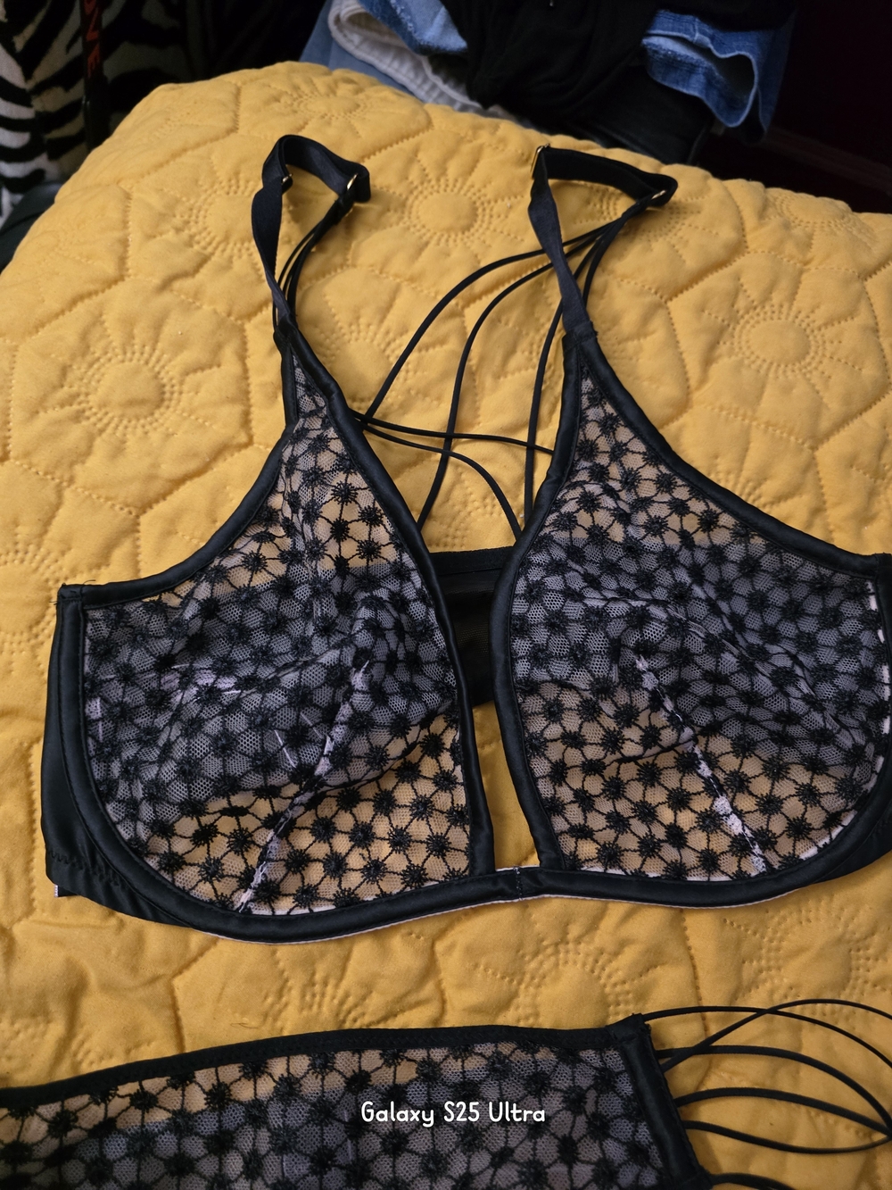 Victoria's Secret Black Sheer Lace Bralette with Strappy Back